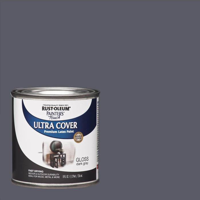 Rust-Oleum 1986730 Painter's Touch Ultra-Cover Multi-Purpose Enamel Paint, 8 Fl Oz, Gloss Dark Gray (Pack of 1)