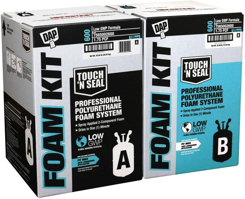 DAP 7565002600 Touch 'n Seal 600 BF Low GWP 1.75 PCF FR ICC Closed Cell Spray Foam Insulation Kit with Pre-Connected Hoses