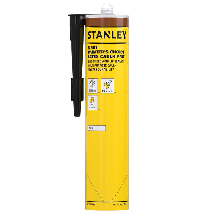 Stanley Premium Siliconized Caulk Acrylic Sealant, White, 10.1 oz. (Pack of 1)