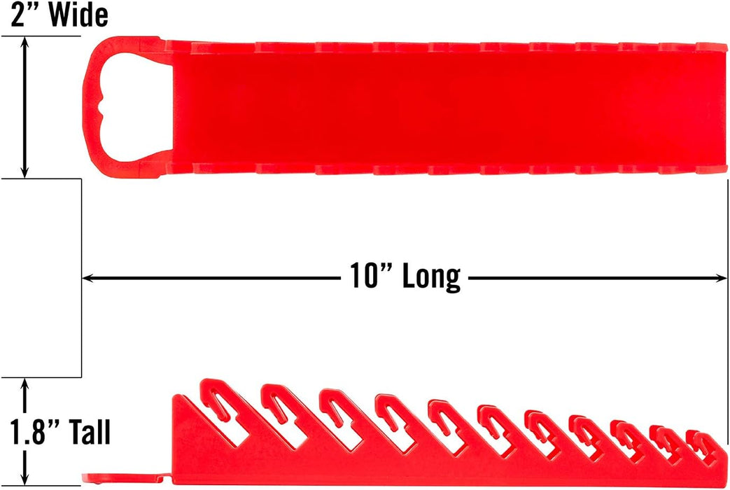 Ernst Manufacturing 5076-Red Gripper Stubby Wrench Organizer, 11 Tool, Red