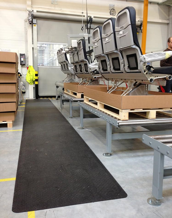 Wearwell Diamond-Plate SpongeCote UltraSoft Mat Anti-Fatigue Workstation Mat. 2' W x 3' L x 15/16" Thickness. Nitricell Sponge. Pre-Beveled Edge.