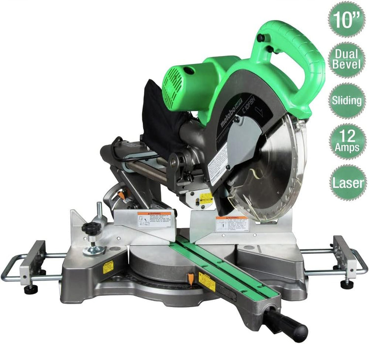 Metabo HPT 10-Inch Sliding Compound Miter Saw, Adjustable Laser Guide, Double Bevel, Electronic Speed Control, 12 Amp Motor, Electric Brake (C10FSHS)