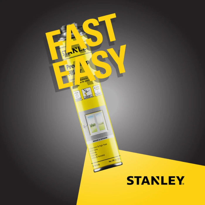 STANLEY Pro Gap Filler - Window & Door Filler, Gaps & Cracks, Expanding Spray Foam Sealant, Gun Not Included, 24 Oz (Pack of 1)
