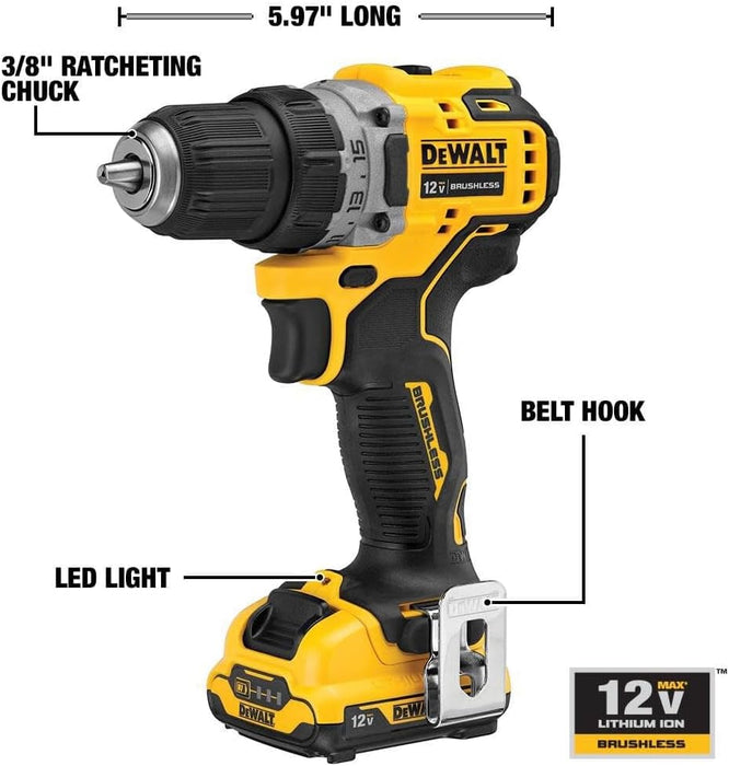 DEWALT DCD701F2 xtreme 12V MAX Cordless Drill/Driver Kit, 3/8-Inch, Special Feature Variable Speed