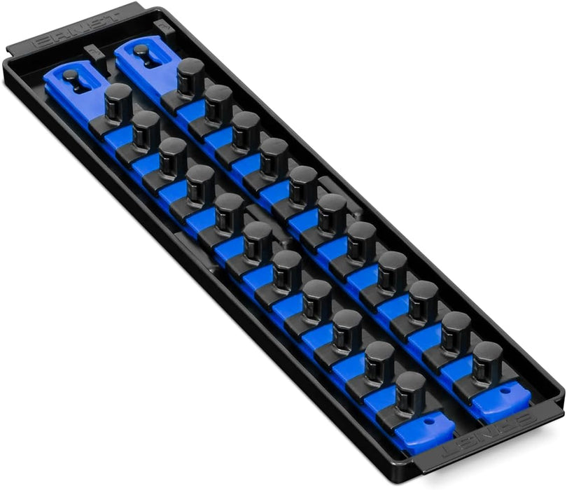 Ernst Manufacturing Socket Boss, Premium 2-Rail 1/2-Inch-Drive Socket Organizer, 13-Inch, Blue (8497) - Made in the USA 13-INCH 1/2" Blue