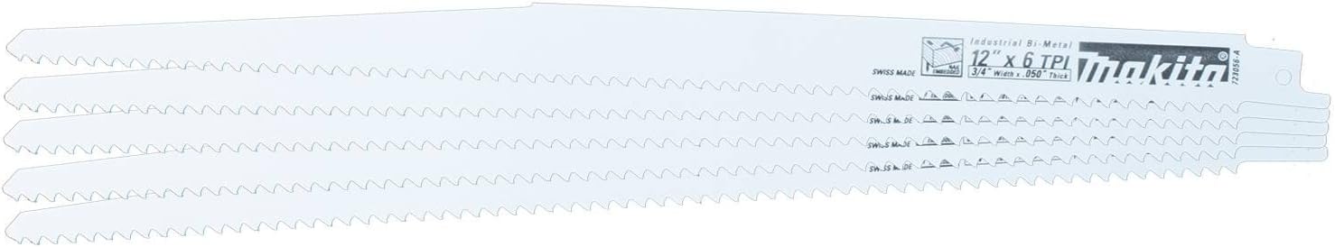Makita 723056-A-5 12-Inch 6-TPI Wood Cutting Reciprocating Saw Blade
