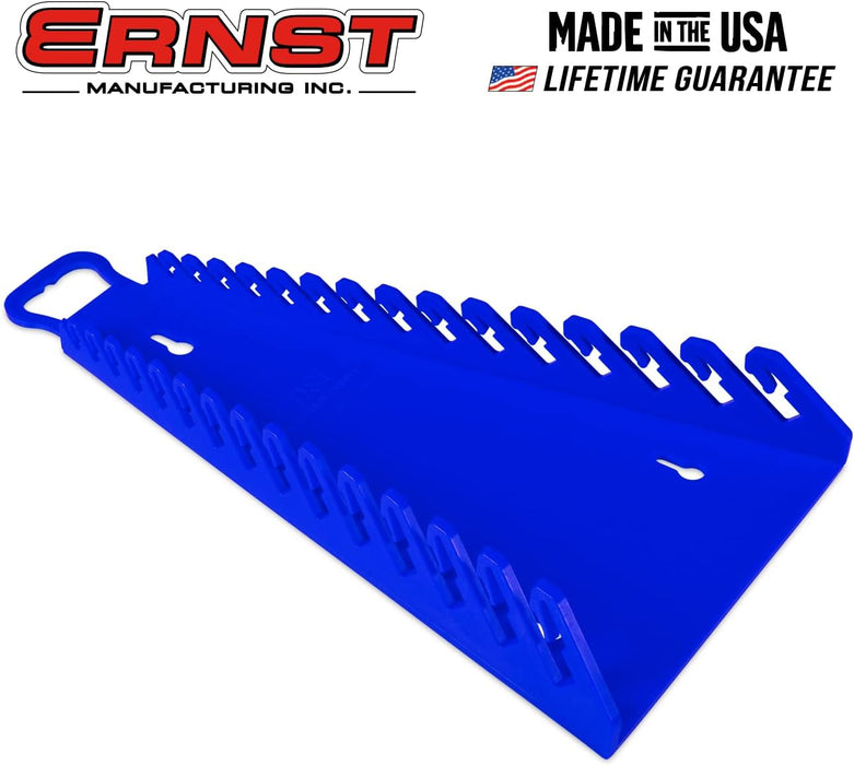 Ernst Manufacturing 5155 15-Wrenches Reverse Gripper Portable Wrench Organizer - Durable Flexible Grip, Easy Wrench Removal, Holds 1/4" to 1 1/8" & 6-20 mm, Blue