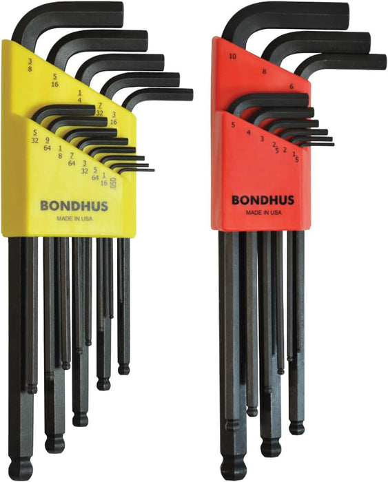 Bondhus 20199 Balldriver L-Wrench DoublePK, 10999 1.5-10mm & 10937 0.050-3/8", Multicolor, One Size Pack of 1 L-Wrench