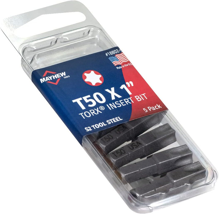 Mayhew Tools 18802-5 USA Torx Insert Bit, T50 x 1" (Pack of 5)