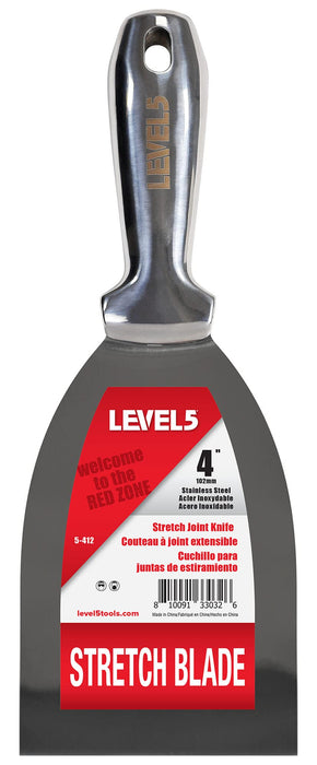 LEVEL5 5-412 4" One-Piece Stainless Steel Joint Knife, Professional Grade, Precision Ground Edge, Ergonomic & Corrosion Resistant