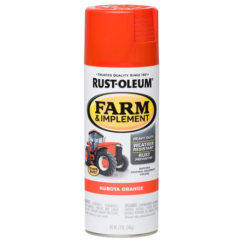 Rust-Oleum 280142 Farm & Implement Spray Paint, 12 oz, Kubota Orange (Pack of 1)
