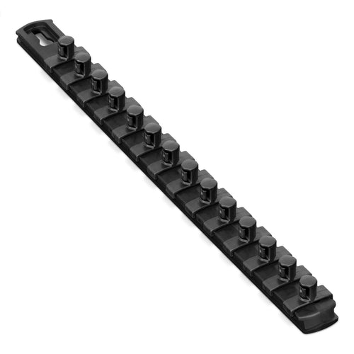 Ernst Manufacturing 13-Inch Magnetic Socket Organizer with 14 3/8-Inch Twist Lock Clips, Black (8424M-Black-3/8) 13-Inch 3/8-Inch Twist Clips Black