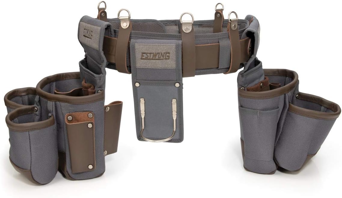 Estwing 94745 13-Pocket Framer's Tool Rig, Durable Construction, Cooling Mesh-Padded Suspenders, Adjustable Padded Belt, Plentiful Storage
