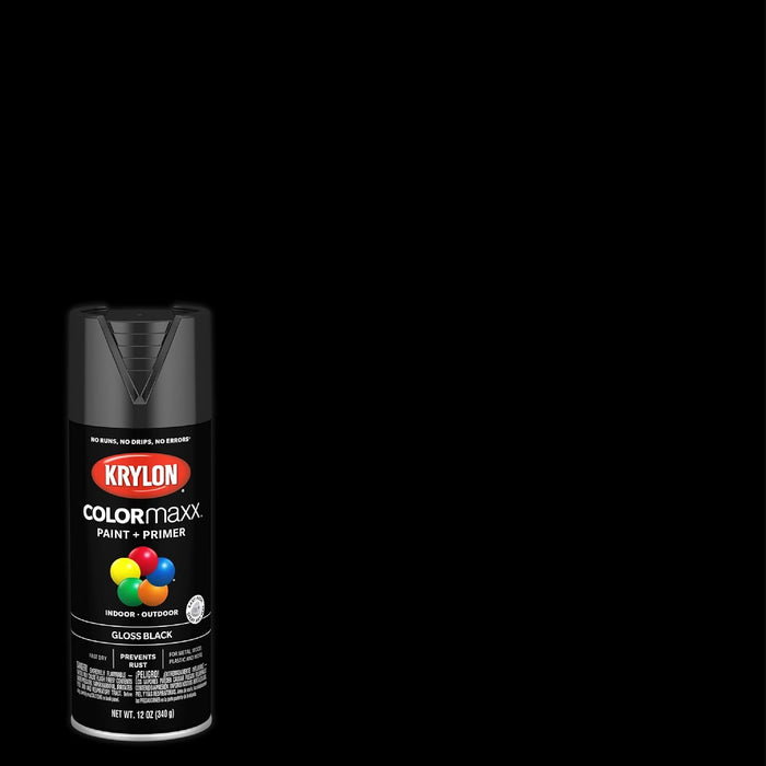 Krylon K05505007 COLORmaxx Spray Paint and Primer for Indoor/Outdoor Use, Gloss Black, 12 Ounce (Pack of 1)