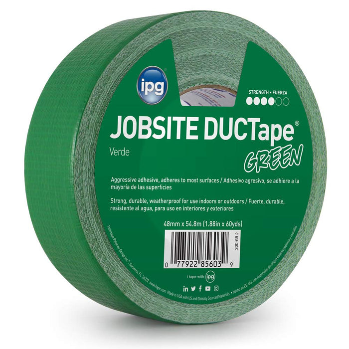 IPG JobSite DUCTape, Colored Duct Tape, 1.88" x 60 yd, Green (Single Roll)