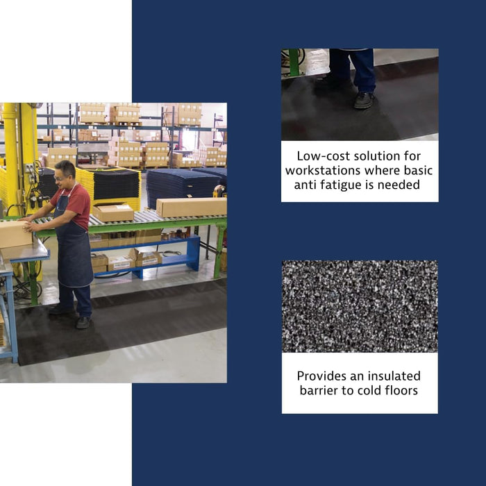 Notrax 411 Sof-Tred 3' x 60' x 3/8" Anti Fatigue Mat, Enhanced Slip Resistance with Beveled Edges and Pebbled Surface, Ideal for Industrial and Commercial Workplaces, Black, 411R0336BL