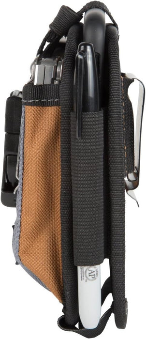 Dickies 57100 2-Compartment Large Phone Pouch, Universal-fit Steel Clip for Tool Belt, Security Strap Over Phone, Carabiner for Quick-Clip Key Storage