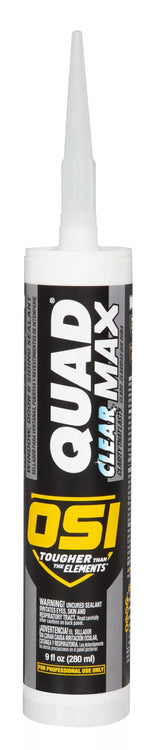 OSI 2445634 Quad Max Window, Door and Siding Sealant, Clear, 9.5 fl oz Cartridge (Pack of 12)