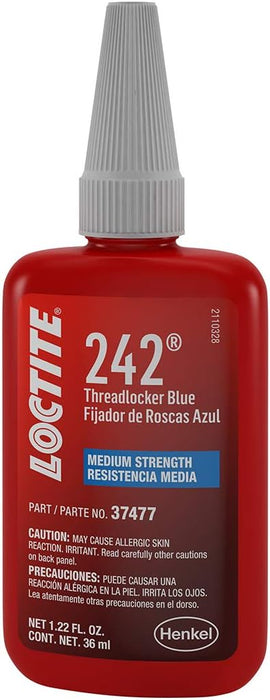 ‎Loctite | ‎492140 | LOCTITE 242 Threadlocker for Automotive: High-Temp, Medium-Strength, Anaerobic, All Purpose TYPICAL APPLICATIONS, Works on all Metals| Blue, 36 ml Bottle (PN: 37477 - 492140)