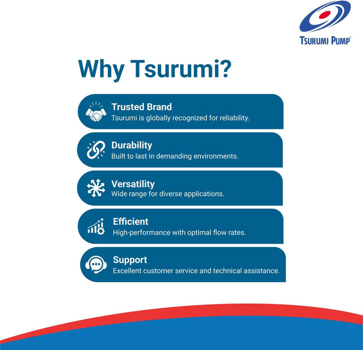 Tsurumi 3PN 1/3hp, 115V Pond & Waterfall Pump, Stainless Steel, 3540 GPH