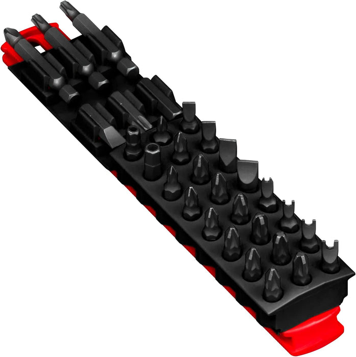 Ernst Manufacturing 30 Tool Magnetic Bit Buddy, 1/4" Hex Bit Holder - Red/Blk Black & Red
