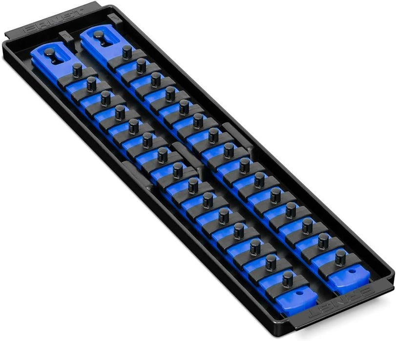 Ernst Manufacturing Socket Boss 2-Rail 1/4-Inch-Drive Socket Organizer, 13-Inch, for Toolbox drawer - Blue (8495) - Made in the USA 13-INCH 1/4" Blue