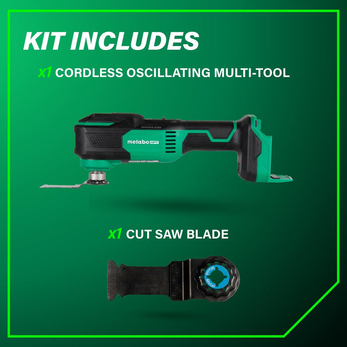 Metabo HPT 18V MultiVolt Cordless Oscillating Multi-Tool, Low Vibration Design, Universal Tool Design, 6 Speed Settings, User Vibration Protection, Starlock, Tool Body Only, CV18DAQ4