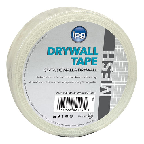 IPG Fiberglass Mesh Drywall Joint Tape, Seams Real Easy, 1.9" x 300 ft, (Single Roll)