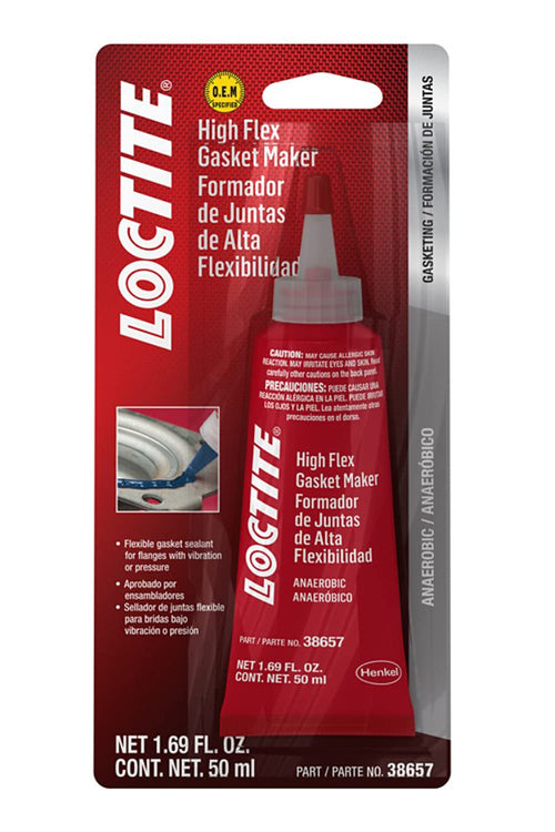 Loctite 555354 Automotive High-Flex Gasket Maker & Flange Sealant: High-Temp, Flexible Form-in-Place, Silicone, Solvent-Resistant, 50 ml Tube, 1 Pack