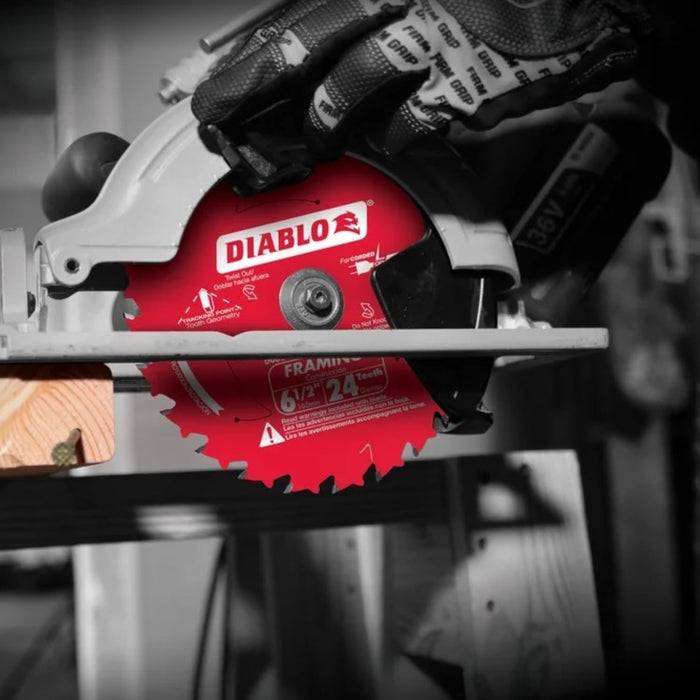 Diablo D0624X 6-1/2-Inch 24-Tooth ATB Framing Saw Blade with 5/8-Inch Arbor