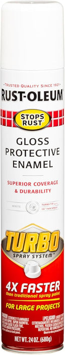 Rust-Oleum 334133 Stops Rust Turbo Spray System Spray Paint, 24 oz, Gloss White (Pack of 1)