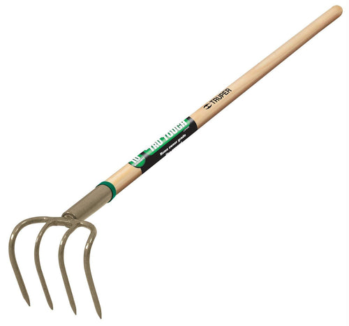 Truper 30024 Tru Tough 4-Tine Forged Cultivator, 5-Inch Head, 54-Inch Wood Handle