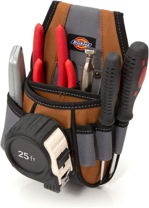 Dickies 57099 4-Pocket Rigid Tool Pouch with Tape Clip, Universal-fit Steel Clip for Tool Belt, Tunnel Loop