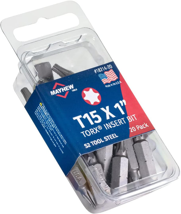 Mayhew Tools 18214-20 USA Torx Insert Bit, T15 x 1" (Pack of 20)