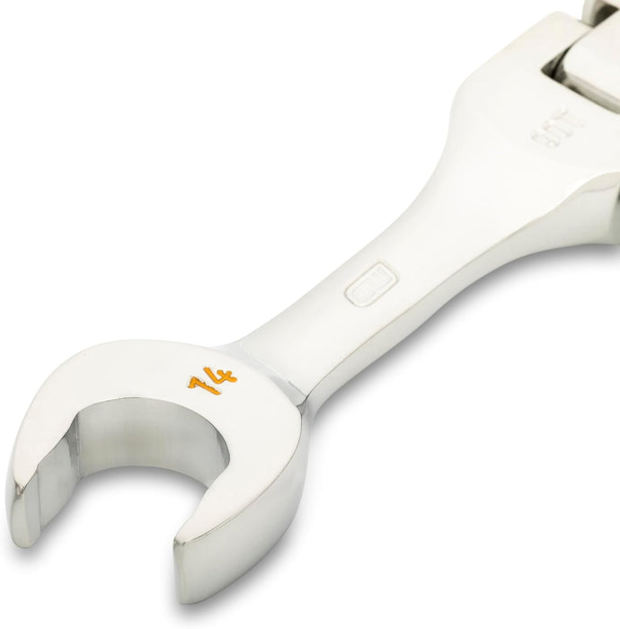GEARWRENCH 14mm 90-Tooth 12 Point Stubby Flex Combination Ratcheting Wrench | 86864