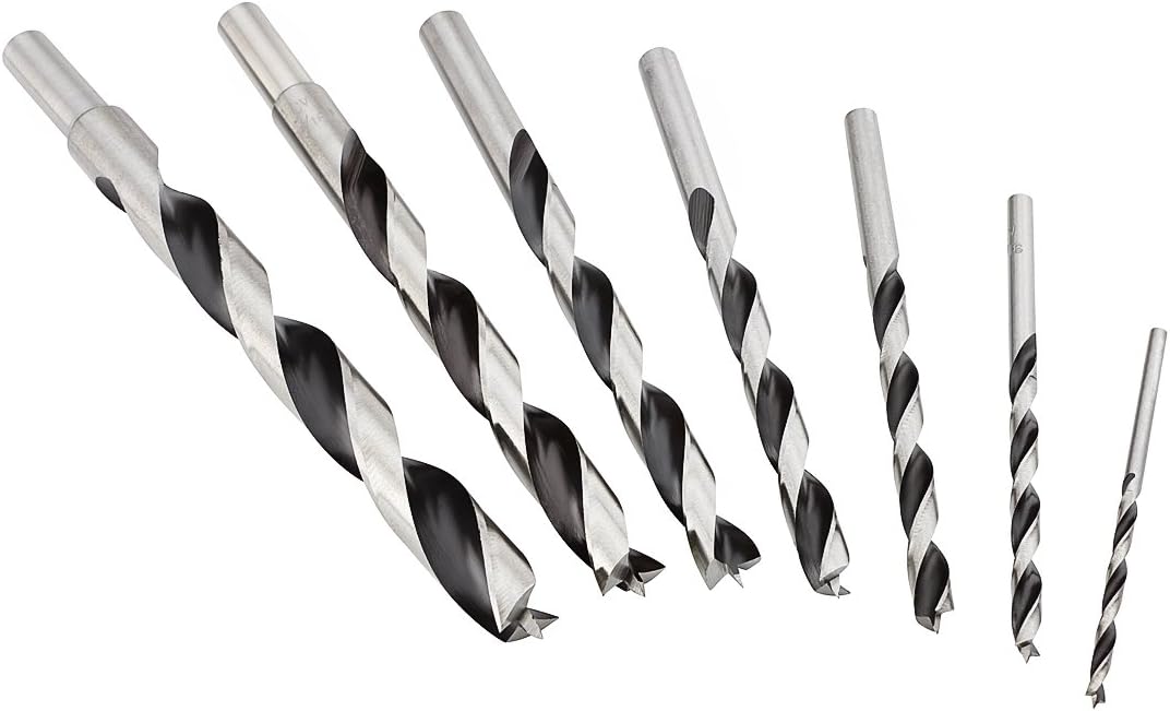 Fisch Brad Point Drill Bit Set, 7-Piece Chrome Vanadium, Imperial Sizes 1/8" to 1/2", Precision Woodworking Bits for Soft & Hard Woods, MDF, Acrylic
