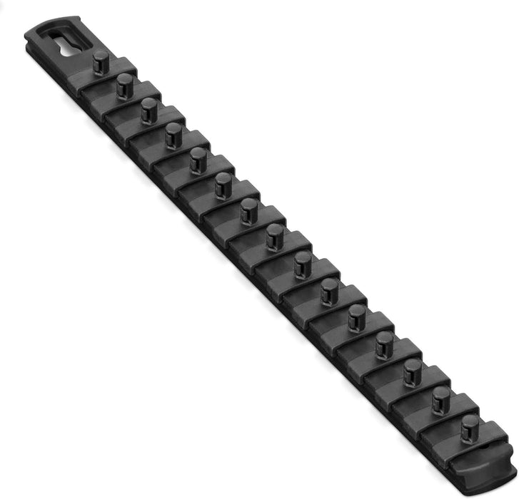 ERNST 13-Inch Socket Rail Organizer with 15 1/4-Inch Twist Lock Clips, Black (8423-Black-1/4) 13-Inch 1/4-Inch Twist Clips Black