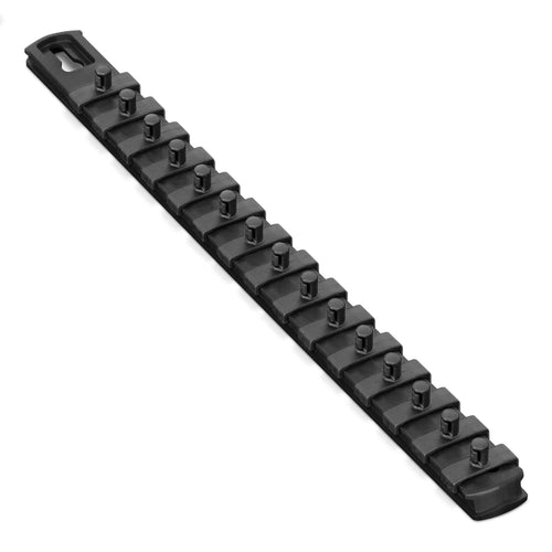 ERNST 13-Inch Socket Rail Organizer with 15 1/4-Inch Twist Lock Clips, Black (8423-Black-1/4) 13-Inch 1/4-Inch Twist Clips Black