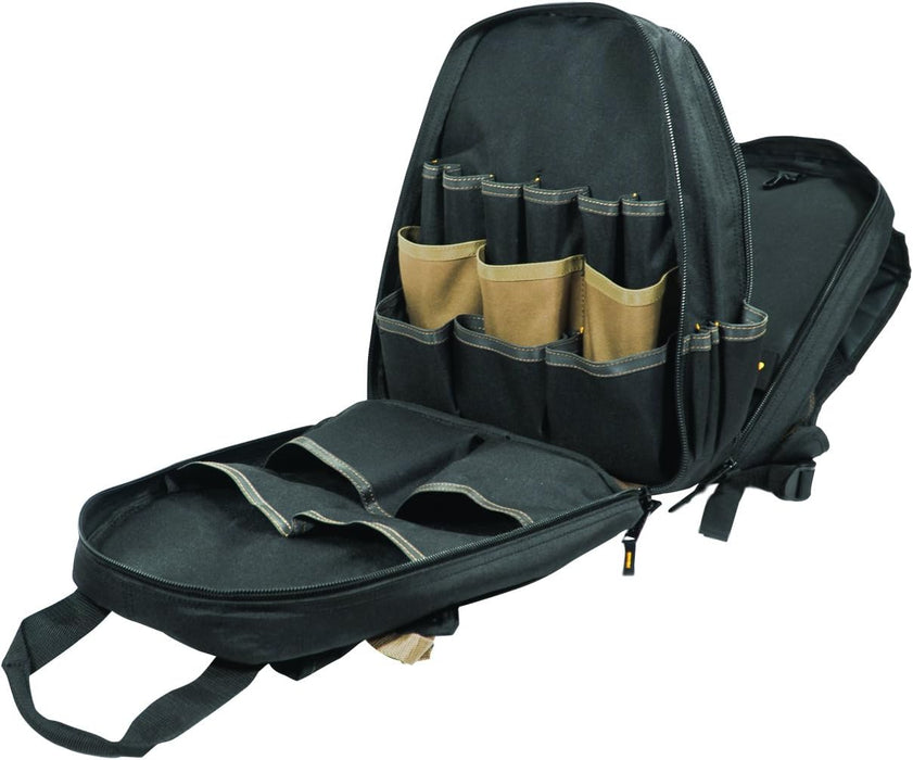 CLC Work Gear 1134 Carpenter's Tool Backpack, 44 Pockets, Padded Back Support, Black 44 Pocket Tool Backpack
