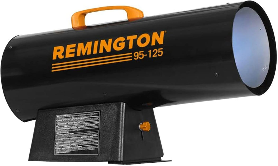 Remington REM-125V-GFA-O 125,000 BTU LP Propane Forced Air Heater, For Warehouses, Construction Sites, and Workshops