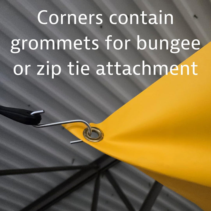Justrite 28300 Ceiling Leak Diverter Tarp with Hose Connection and Corner Grommets, 5' x 5' Puncture-Resistant and Watertight PVC-Coated Fabric for Temporary Leak Fix