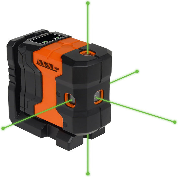 Johnson JDT300-GN5D Laser Level, Self-Leveling Kit 5 Dot Laser with GreenBrite Technology, Magnetic Base, Hard-Shell Carry Case, Floor Mount