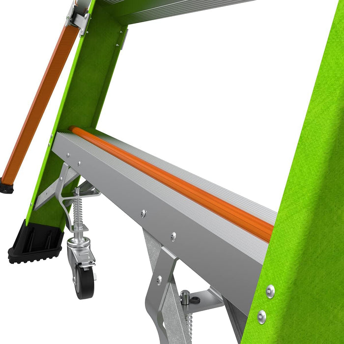 Little Giant Ladder Systems Safety Cage 2.0, M6, 6ft Enclosed Platform, Platform Ladder with Adjustable Outriggers, Fiberglass, Type 1AA, 375 lbs Weight Rating, (19706-146)