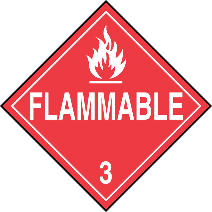 Accuform MPL301VP1 Plastic Hazard Class 3 DOT Placard, "Flammable 3" with Graphic, 10-3/4" Width x 10-3/4" Length