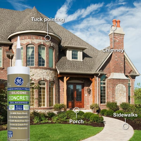 GE Supreme Paintable Silicone Caulk for Kitchen & Bathroom, White, 9.5 fl oz Cartridge, 100% Waterproof Silicone Sealant, 7X Stronger Adhesion, Shrink & Crack Proof