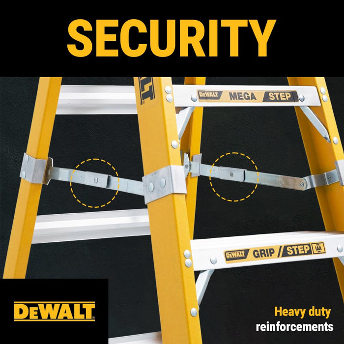 DEWALT DXL3410-10 10-Foot Fiberglass Step Ladder, 375-Pound Load Capacity, Type IAA