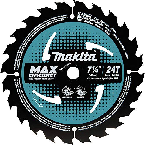 Makita B-61656-10 24T Carbide-Tipped Max Efficiency Circular Saw Blade, Framing, 7-1/4"