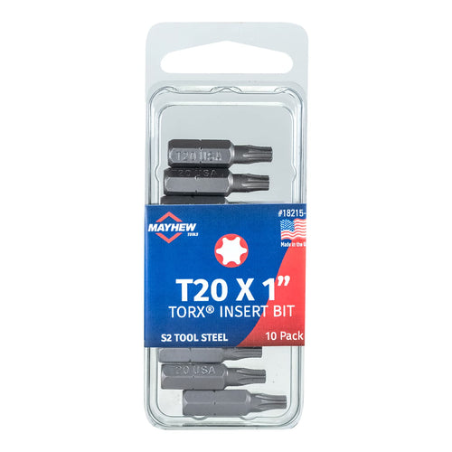 Mayhew Tools 18215-10 USA Torx Insert Bit, T20 x 1" (Pack of 10)