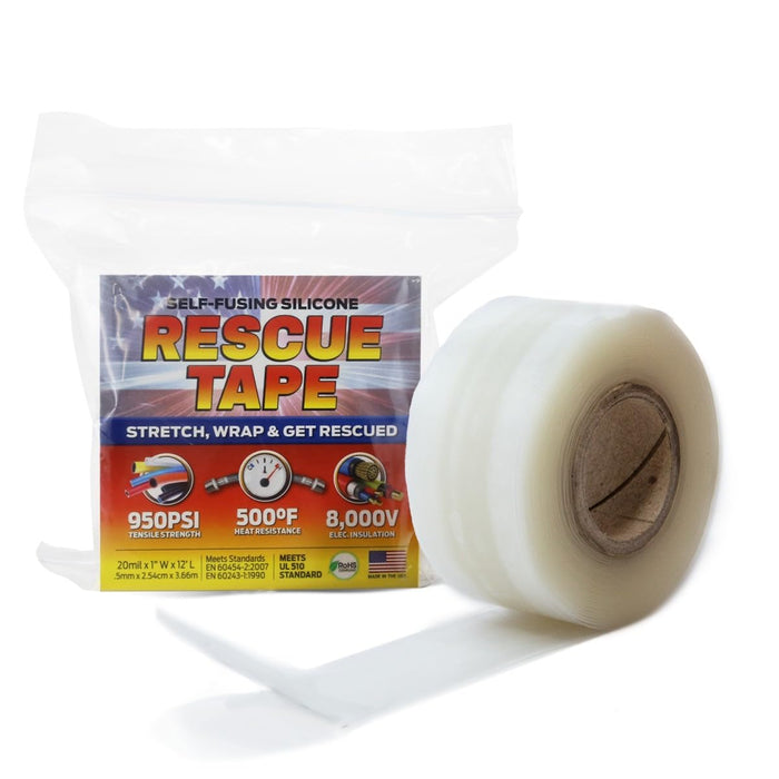 Bond It Rescue Tape, Self-Fusing Silicone for Emergency Plumbing, Pipe & Hose Repair, Electrical Insulation, Waterproof, 950PSI, 1" x 12', Clear