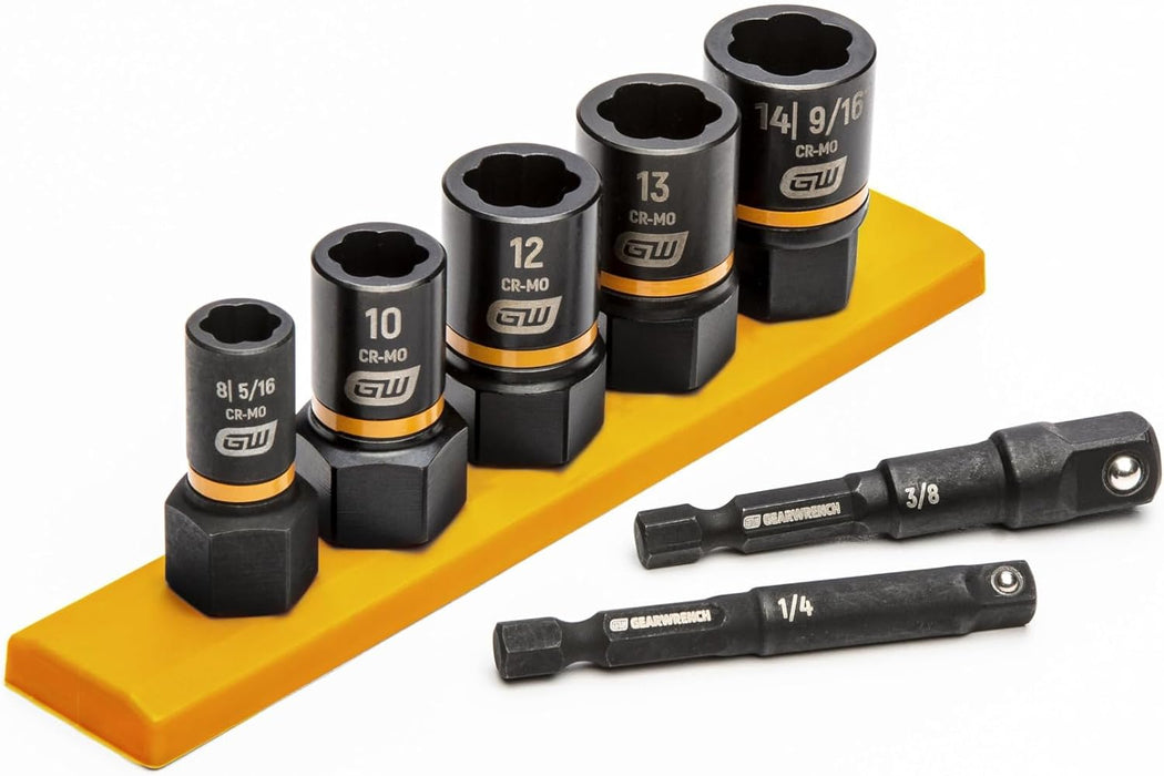 GEARWRENCH 7 Pc. 1/4 & 3/8" Drive Metric Bolt Biter Impact Extraction Socket Set - 87911